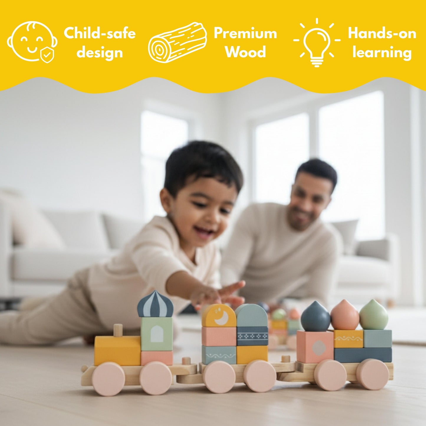 Eeman Express | Islamic Wooden Train Set, Islamic Blocks Activity Toy