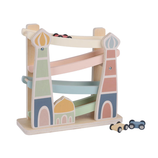 Masjid Highway | Islamic Wooden Track Car Ramp Racer with 4 Mini Cars