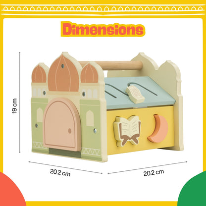 Salah Time | Islamic Shape Sorter, Wooden Mosque Shape Sorter with Blocks