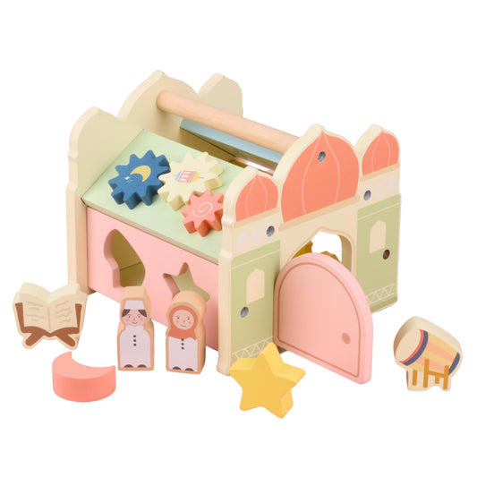Salah Time | Islamic Shape Sorter, Wooden Mosque Shape Sorter with Blocks