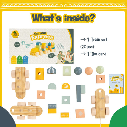 Eeman Express | Islamic Wooden Train Set, Islamic Blocks Activity Toy