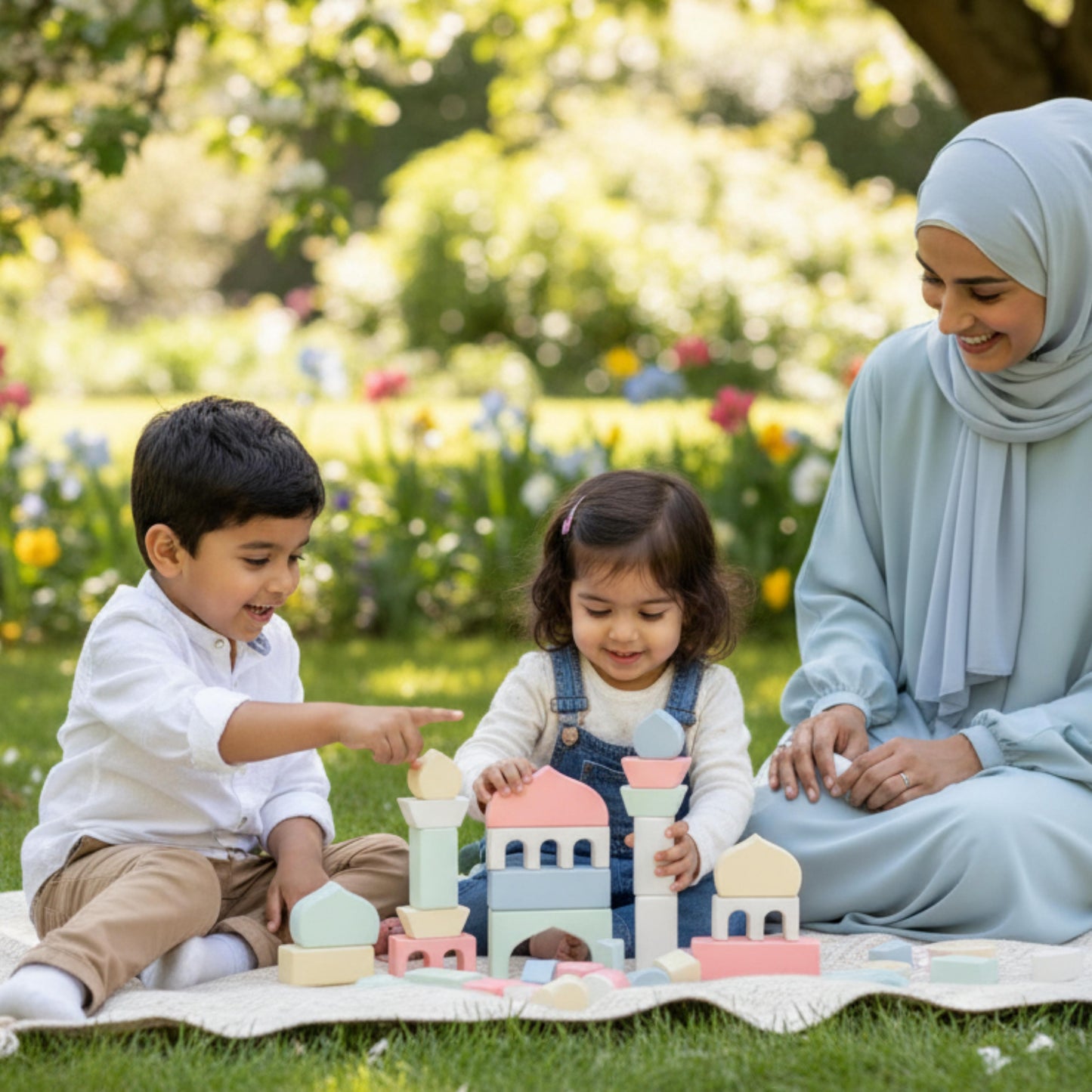 Masjid Blocks | Islamic Montessori Wooden Stacking Toy & Building Set, Mosque Construction